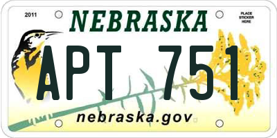NE license plate APT751