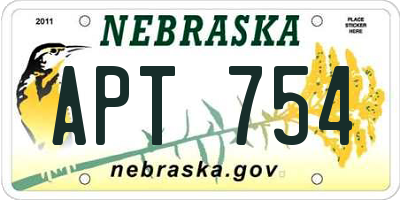 NE license plate APT754