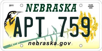 NE license plate APT759