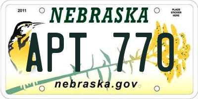 NE license plate APT770
