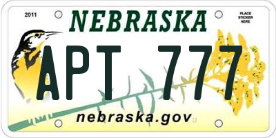 NE license plate APT777
