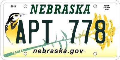 NE license plate APT778