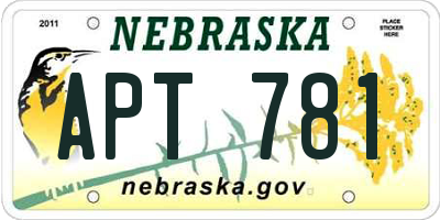 NE license plate APT781