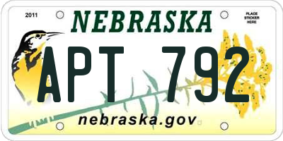 NE license plate APT792