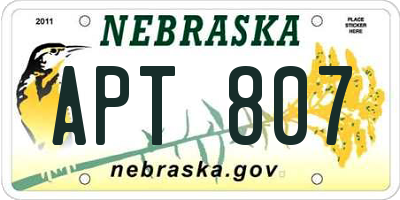NE license plate APT807