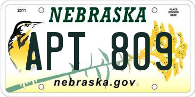NE license plate APT809