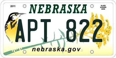 NE license plate APT822