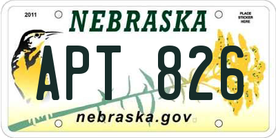 NE license plate APT826