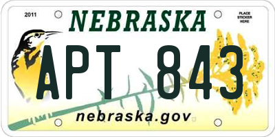 NE license plate APT843