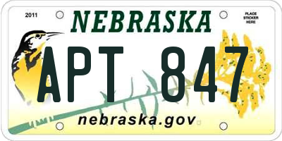 NE license plate APT847