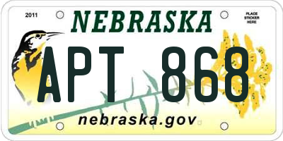 NE license plate APT868