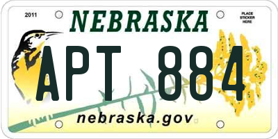 NE license plate APT884