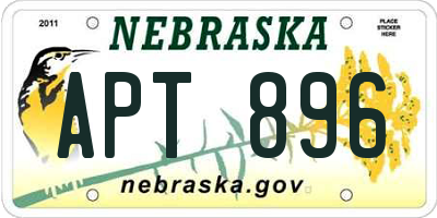 NE license plate APT896