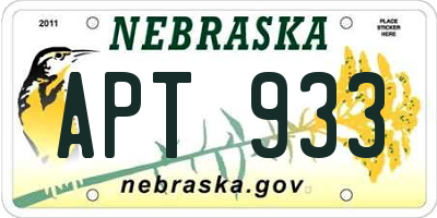 NE license plate APT933