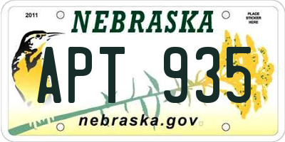 NE license plate APT935