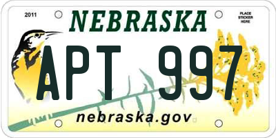NE license plate APT997