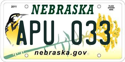 NE license plate APU033
