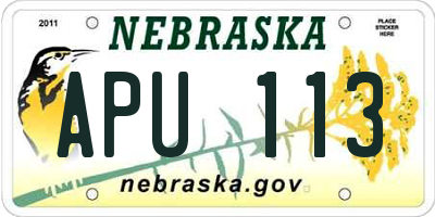 NE license plate APU113