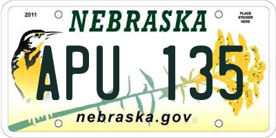 NE license plate APU135