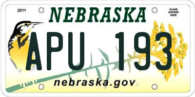 NE license plate APU193
