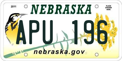 NE license plate APU196