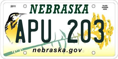NE license plate APU203