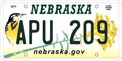 NE license plate APU209