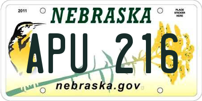 NE license plate APU216