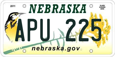NE license plate APU225