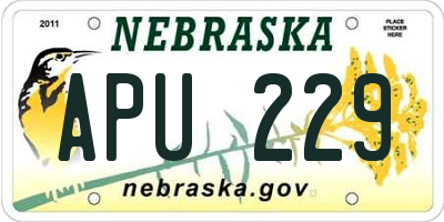 NE license plate APU229