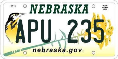 NE license plate APU235