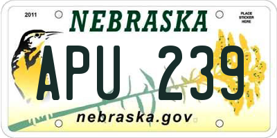 NE license plate APU239