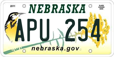 NE license plate APU254