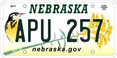 NE license plate APU257