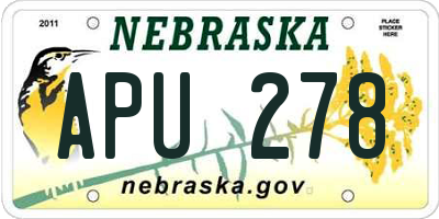 NE license plate APU278