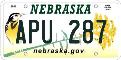 NE license plate APU287