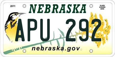 NE license plate APU292