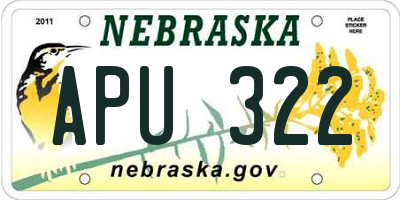 NE license plate APU322