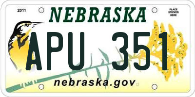 NE license plate APU351