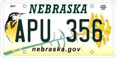 NE license plate APU356