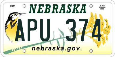 NE license plate APU374