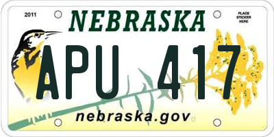 NE license plate APU417