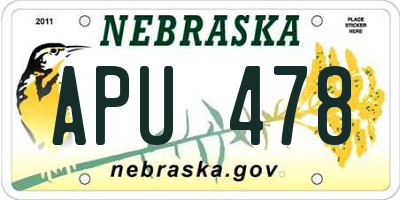 NE license plate APU478