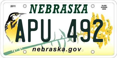 NE license plate APU492