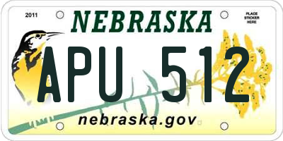 NE license plate APU512