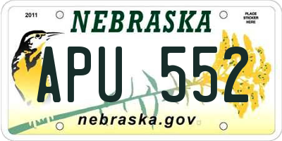 NE license plate APU552