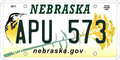 NE license plate APU573
