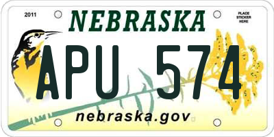 NE license plate APU574