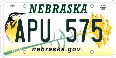 NE license plate APU575