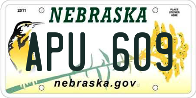 NE license plate APU609
